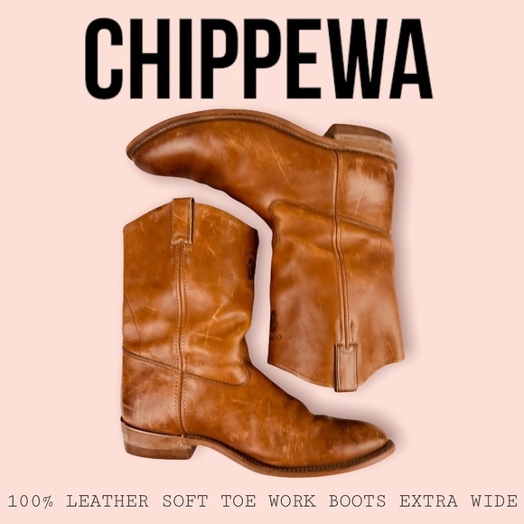 Chippewa Other - Chippewa- Mens Tan/Brown Leather Pull On Work Boots VIBROM SOLE USA 14EE